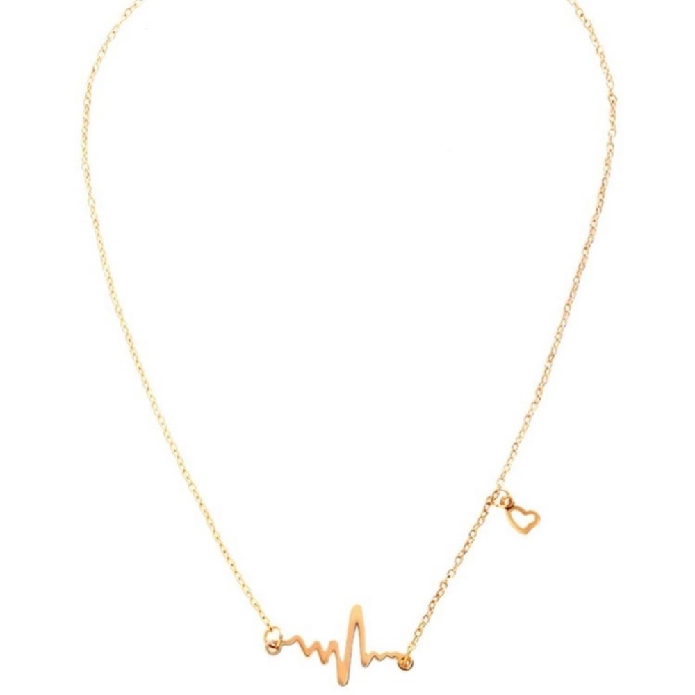 Gold heart  Electrocardiogram shaped necklace